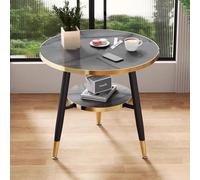 Table Basse Ronde À Double Plateau Table De Réunion, De Réception Ou De Négociation Tables Basses Pour Cocktails Et Pauses Thé Pour La Maison Ou L'espace D'accueil D'un Bureau(Grey,70x72cm)