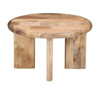 Table basse ronde Acaimo, manguier massif, rebord de plateau, 55 cm