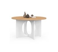 IDMarket - Table Basse Ronde Aloise Pied Arc Bois et Blanc 70 cm