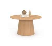 IDMarket - Table Basse Ronde Angele 70 cm Pied Central Bois Effet hêtre