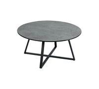 KERIA - Table Basse Ronde Aspect Céramique Grise -