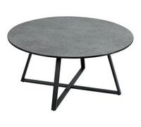 KERIA - Table Basse Ronde Aspect Céramique Grise -