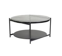 Table basse ronde avec double plateau en verre recy t métal noir D85 cm WELLE