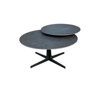 Table basse ronde avec plateau supérieur pivotant en céramique finition acier marron - SATELLIT - ALTOBUY Marron