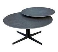 Table basse ronde avec plateau supérieur pivotant en céramique finition acier marron - SATELLIT -