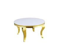 Table basse ronde baroque Gold et plateau en verre BLANC de 80 cm