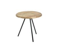 Table basse ronde BASTIAN en chêne massif et acier noir 40cm