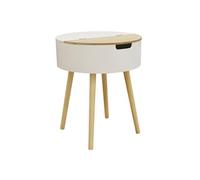 ROFIA - Table Basse Ronde Blanche avec Coffre - Altobuy Blanc