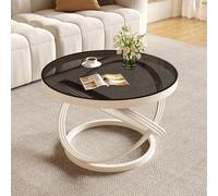 Table basse ronde blanche élégante pour salon, table d'appoint moderne avec cadre en métal stable, idéale pour le salon, la chambre à coucher, le bureau, table d'appoint noire et blanche de 50 cm