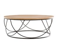 Miliboo - Table basse ronde bois clair chêne et métal noir D80 cm LACE