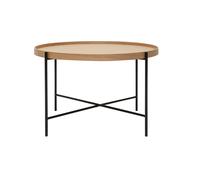 Table basse ronde bois clair et métal noir D75 cm BASSY