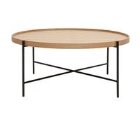 Table basse ronde bois clair et métal noir D90 cm BASSY