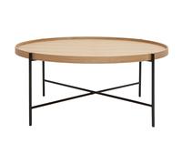 Table basse ronde bois clair et métal noir D90 cm BASSY