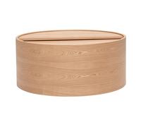 Table basse ronde bois clair frêne avec plateau pivotant et rangement D80 cm DALI
