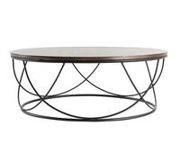 Table basse ronde bois foncé noyer et métal noir D80 cm LACE