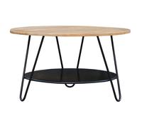 Table basse ronde bois manguier massif et métal noir D80 cm PRIYA