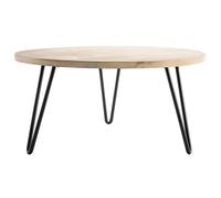 Table basse ronde bois manguier massif et métal noir D80 cm VIBES