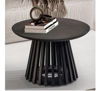 Table Basse Ronde Bois Massif Noir - WOHNLING - 60x60x41 cm - Salon Moderne