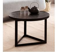 Table Basse Ronde Bois Massif - WOHNLING - Design Industriel - 58x58x40 cm