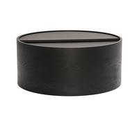 Table basse ronde bois noir avec plateau pivotant et rangement D80 cm DALI