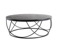 Table basse ronde bois noir et métal noir d80 cm lace