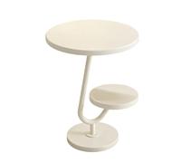 Table Basse Ronde Bois, Table A Manger Mobile Table Basse Blanche Table De Lit Pour Salon, Chambre, Balcon, Support Ordinateur Portable(Whites,60x50x35cm)