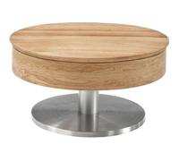 Table basse ronde coloris chêne noueux - Longueur 79 x Hauteur 40 x Profondeur 79 cm