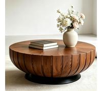 Table Basse Ronde De 90 Cm(35,4 Po)En Bois Style Tambour Table D'Appoint