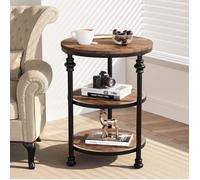 Table basse Ronde de Cocktail Industrielle Moderne 3 niveaux - Table d'appoint de Canapé Circulaire Avec Pieds en Métal 48x48x60cm