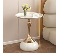 Table basse ronde de luxe pour salon, table d'appoint moderne en métal pour chambre à coucher, table de téléphone de style italien avec design créatif, table de chevet blanche pour canapé, idéale pour