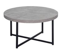 Table basse ronde design Ø 80 x 45H cm métal noir effet béton ciré Gris