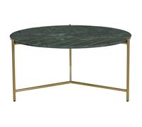 Table basse ronde design en marbre vert et laiton D90 cm SILLON