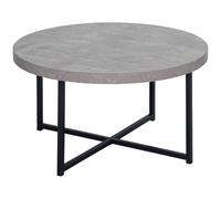HOMCOM Table Basse Ronde Effet béton ciré en Bois et métal - Ø 80 x 45 cm - piètement croisé