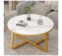 Table basse ronde en ardoise avec cadre en métal robuste, table centrale moderne en marbre pour salon, appartement, bureau, assemblage facile, mobilier de maison élégant