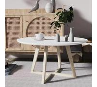 Table basse ronde en bois 100 % bois massif, base en bois d'arc, table d'appoint avec pieds pour petit espace, salon, bureau, table basse circulaire moderne pour centre de table.