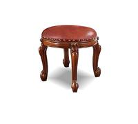 Table basse ronde en bois capitonné vintage en cuir pour salon, repose-pieds élégant et tabouret à changer, décoration d'intérieur parfaite