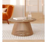 Table basse ronde en bois clair d'acacia d80 cm - képès