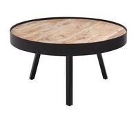 Table basse ronde en bois de manguier et acier - BELIANI - WAKITA - Industriel - Loft - Marron clair et noir