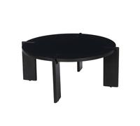 Table basse ronde en bois de manguier massif noir 80 cm - Reva