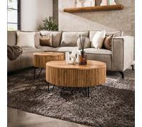 Table basse ronde en bois de manguier WAGO (lot de 2)