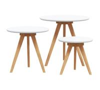 Table basse ronde en bois de noyer - vidaXL - 50x50x46 cm - Marron - Bois massif de noyer - Finition blanche douce