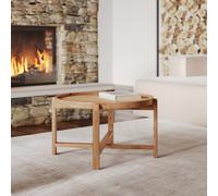 Table basse ronde en bois de teck recy 70 cm - kouma