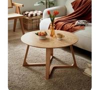 Table basse ronde en bois massif avec base en bois d'arc, table d'appoint à pieds pour petit espace, salon, bureau, table basse ronde centrale moderne (taille : 80 × 45 cm, couleur : couleur bûche)