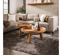 Table basse ronde en bois massif DETROIT (lot de 2)