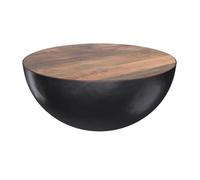 Table basse ronde en bois massif et métal D90 cm - Tajy - Rendez-Vous Déco