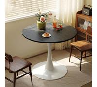 Table basse ronde en bois moderne tulipe - Table d'appoint ronde pour petits espaces - Pour salon, chambre à coucher - Noir - S