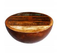 Table basse ronde en bois recyclé massif, 60 x 28 cm, forme de bol avec fond en acier robuste, fabriquée à la main, polie et cirée, pour salon, design unique