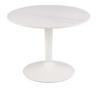 Table basse ronde en céramique blanche - MIRRA - 60x60x45 cm - résistante à la chaleur et aux rayures