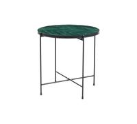 Table basse ronde en céramique vert foncé et métal noir D50 cm KOTTA