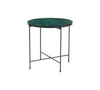 Table basse ronde en céramique vert foncé et métal noir D50 cm KOTTA